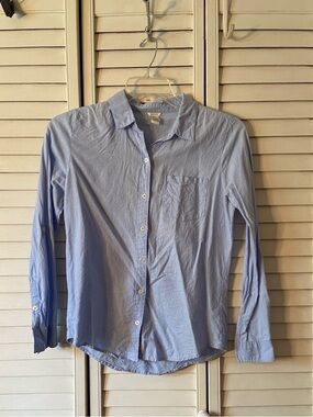 Forever 21 Pale Blue Linen Cotton Blend Button-Down Shirt